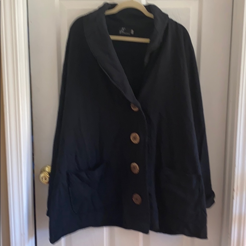 Fenini Xxl Black Button Down Jacket - image 1